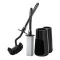 Toilet Brush and Holder Set with Pumice Stone – Long Handle Toilet Bowl Brush, Anti-Splash Scrubber, Ventilated Drip-Free Base, Deep Cleaner for Hard Water Stains, Limescale, Toilet Rings - color: Black