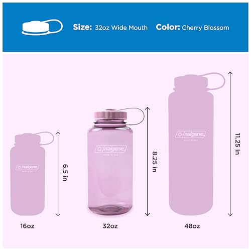 Nalgene 32 oz Wide Mouth Water Bottle | BPA-Free, Durable & Leak Proof, Lightweight Bottle for Hiking & Gym, Work & Travel - color: Cherry Blossom, size: 32 Ounces