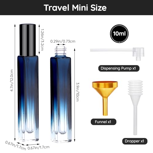 Segbeauty Travel Perfume Bottle, 5 Pack of 10ML Empty Refillable Glass Atomizer, Portable Cologne Dispenser Spray Bottle Travel Size Sample Bottles Sprayer Making Kit Gradient Blue - color: Blue, style: Mini Bottle Set