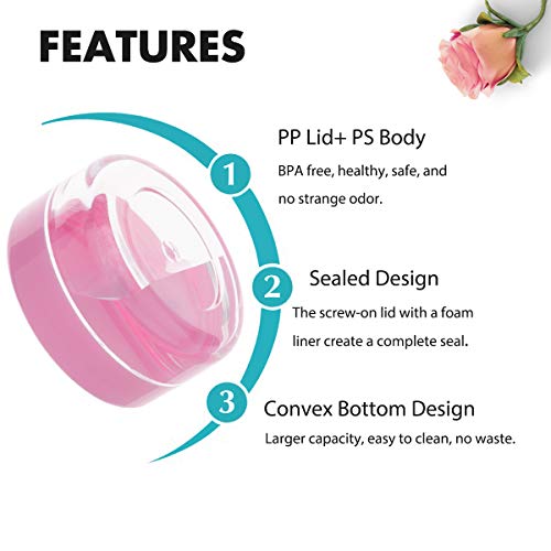 10 Gram Sample Containers with Lids, 10 Pack Sample Jars, Small Cosmetic Travel Container for Makeup, Lotion, Cream, Powder, 10 ML Mini Containers with Pink Lids - color: Pink