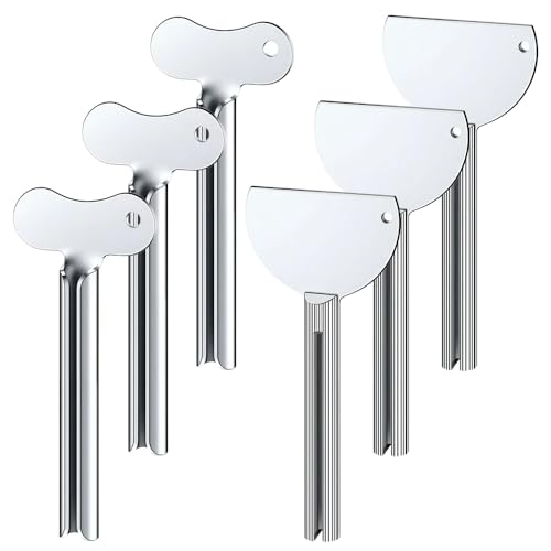 6/12/20pcs Stainless Steels Metal Tube Squeezer Keys, Tube Squeezer Tool- Toothpaste Squeezer Metal Hair Dye Color Key Roller Dispenser Tool Durable Processing, Daily Living Tube Squeezing Aids (6)