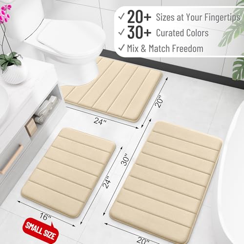 OLANLY Memory Foam Toilet Rugs U Shaped 24x20, Super Soft Absorbent Contour Bath Rugs, Quick Dry, Machine Washable Toilet Mat, Bathmat Floor Carpet, Bathroom Home Decor Accessories, Beige - color: Beige, size: 24" X 20" Contour Rug
