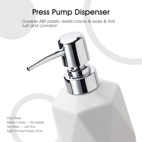 Soap Dispenser, 13.5oz Ceramic Soap Dispenser Bathroom for Kitchen & Bathroom (Light Grey) - color: Light Grey