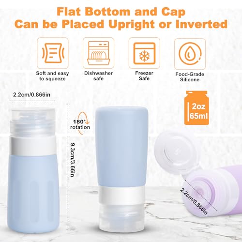 4Pcs Condiment Squeeze Bottles for Sauces, Leakproof Salad Dressing Container to Go, Small Silicone Squeeze Bottles with Brush, Condiment Containers Dispenser for Ketchup Hot Sauce Lunch Travel, 2 Oz - color: Orange/Green/Pink/Blue, size: 2 oz