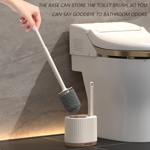 2 in 1 Toilet Bowl Brush Plunger Set,Toilet Brush and Holder Set Toilet Bowl Brush with Tweezers Long Handle,Ventilation Slots Base,Toilet Cleaner Brush for Bathroom Deep Cleaning - color: White