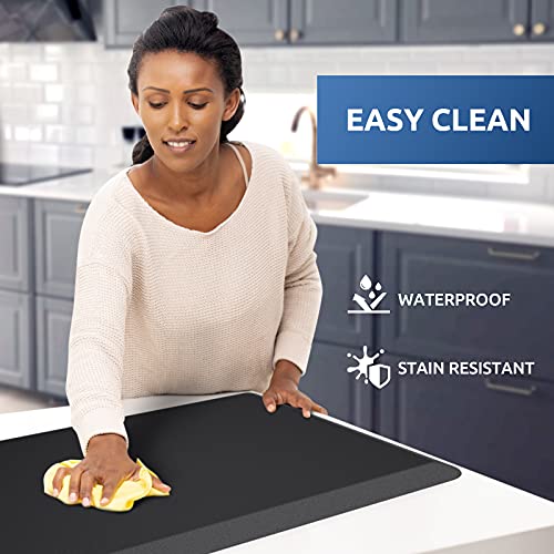 KitchenClouds Kitchen Mat Cushioned Anti Fatigue Kitchen Rug 17.3"x39" Water Resistant Non Slip Kitchen Rugs and Mats Standing Desk Mat Comfort Floor Mats for Kitchen House Sink Office (Black) - color: Black, size: 39"L x 17.3"W x 0.5"Th