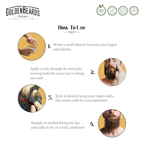 Golden Beards Mustache Wax with GB-77 Folding Comb – Organic & Natural Styling Wax for Men – Strong Hold, Vegan, Cruelty-Free Grooming Kit - style: Folding Comb