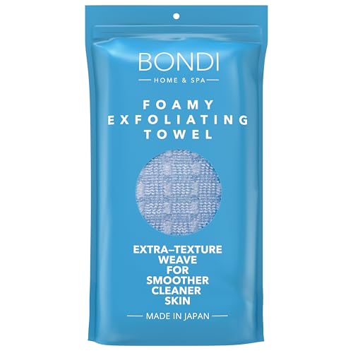 BONDI Exfoliating Shower Towel for Smooth Skin - Extra Long - Perfect for Back Scrubbing - Made in Japan