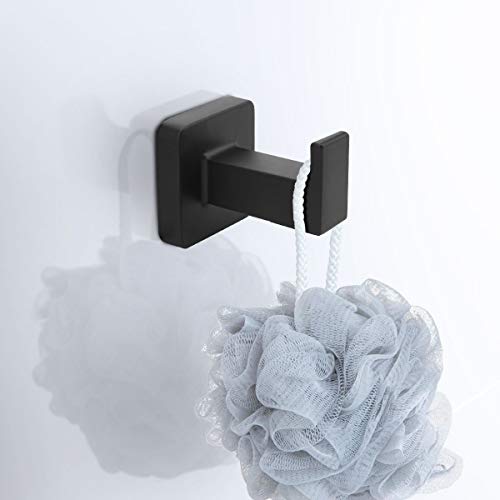 Bathroom Hardware Set 4 Pieces,Stainless Steel Matte Black Towel Bar Set, Includes 24In Towel Bar, Towel Ring, Robe Towel Hooks,Toilet Paper Holder, Bathroom Towel Rack Set - color: Black, size: 24Inch