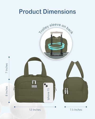 TOPDesign Travel Toiletry Bag for Women, Puffer Large Toiletry Bag, Lightweight Cosmetic Makeup Organizer with Handle for Traveling, Accessories, Essentials, Toiletries (Dark Green) - color: Dark Green