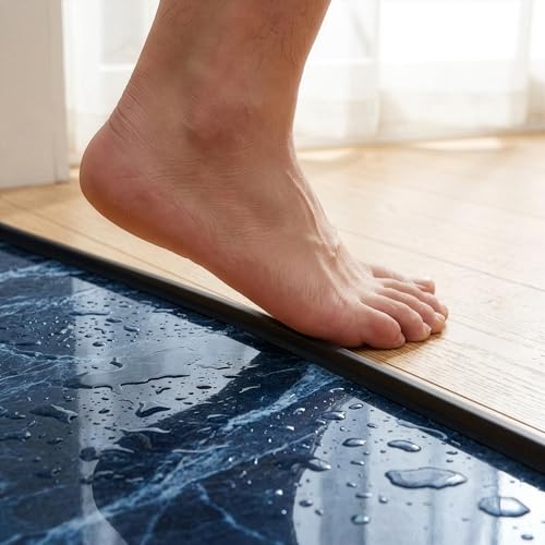 Shower Water Dam Barrier, 39" x 0.79" Silicone Water Stopper | 2-Pack (1 Clear + 1 Black), Self-Adhesive Collapsible Threshold, Bathroom & Kitchen Wet/Dry Separation