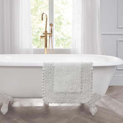 Laura Ashley Ruffle Border Light Grey 27"x 45" 100% Cotton Bath Rug - color: Light Grey, size: 2'3" x 3'9" (Rectangular)