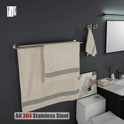 JQK Double Bath Towel Bar, 30 Inch 304 Stainless Steel Thicken 0.8mm Towel Rack for Bathroom, Towel Holder Champagne Bronze Wall Mount, Useable Length 27 Inch, TB100L27-CB - color: Champagne Bronze, size: 30 Inch