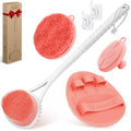 Silicone Back & Body & Face Scrubbers Set 4PCS, 15.35’’ Soft Back Scrubber for Dual-Side Usage, Easy-to-Hold Bath Glove Body Scrubber Face Scrubber for Good Foaming & Deep Cleaning(Pink) - color: 02pink*4
