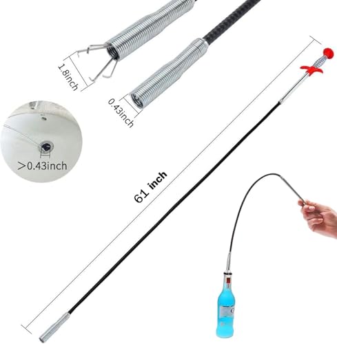 Drain Snake, Unclog Drain Tool for Bathroom Sink, Shower, Bathtub, Car & Tight Spaces,Flexible Sink Snake Drain Cleaner Tool Set, Sink Declogger, Hair Puller from Drain (63" Ball) - color: 63" Ball