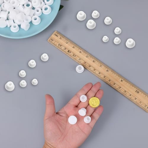 30Pcs 5 Sizes Silicone Hole Plug Waterproof 9.5-15mm - Rubber Stoppers Plugs White Bottle Stopper for Bottles Pipes Flower Pots - Round Stopper Seal Button Plugs
