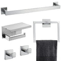 Brushed Nickel Bathroom Towel Bar Set Bathroom Accessories Hardware Set Including Towel Bar Towel Ring Coat Hook and Toilet Paper Holder with Shelf. Wall Mounted Stainless Steel - color: Brushed Nickel