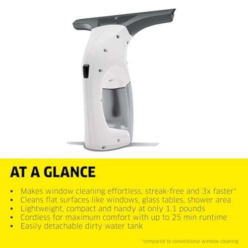 Kärcher WV 1 Electric Window Vacuum Squeegee 10" - Perfect for Showers, Mirrors, Glass, and Countertops - Electric Squeegee - color: White