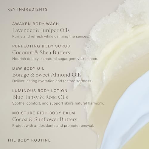 Oak Essentials The Body Routine, 5-Piece Body Care Set: Wash, Scrub, Lotion, Oil and Balm, Gift Set for Women, Full Sizes