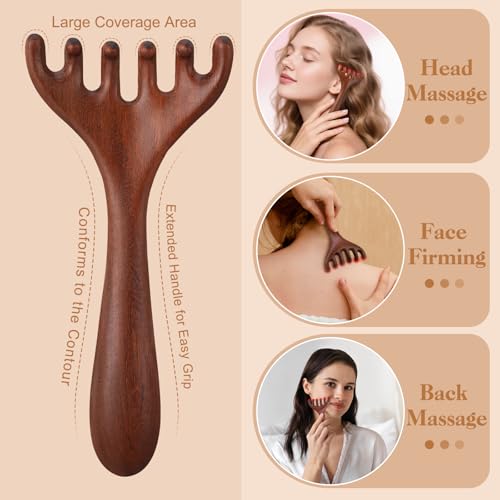 ProSuites 2 Pcs Wooden Scalp Massage Tool for Head Massager Comb Gua Sha Tool for Relaxation Hair Head - color: Wood
