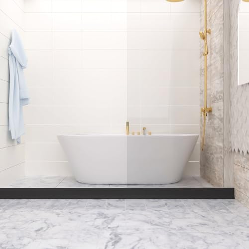 Raycity 3" High Shower Threshold Water Dam 59 IN Collapsible Shower Water Splash Guard for Curbless Shower Threshold Barrier Water Stopper for Wet and Dry Separation Bathroom and Kitchen (Black) - color: Black, style: 59 inch