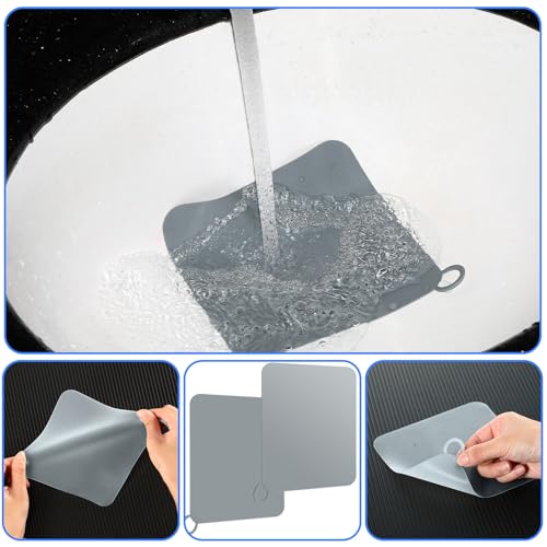 Yinkin 6 Pcs Drain Covers to Keep Bugs Out Silicone Shower Floor Tub Stoppers Bathtub Drain Stoppers Sewer Anti-Odor Mats Deodorizing Plugs for Bathroom(6 x 6 Inch,Square,Grey) - color: Gray, size: 6 x 6 Inch, style: Square