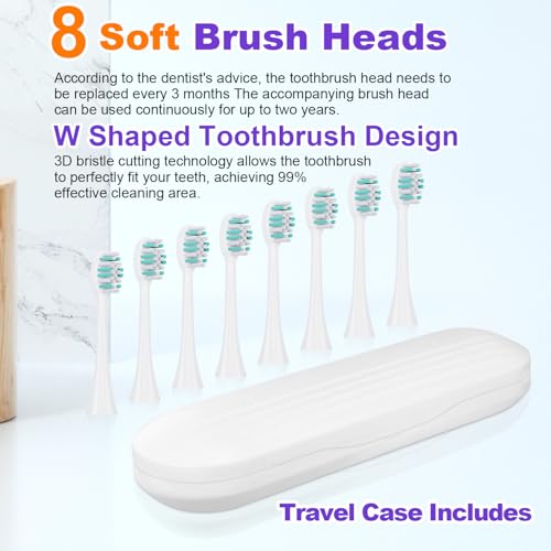 Whitening Electric Toothbrush for Adults, Rechargeable Toothbrush with 8 Brush Heads & Travel Case, 5 Modes & Smart Timer, 45000VPM Deep Clean, IPX7,One Fast Charge Last 120 Days - Blue - color: Blue