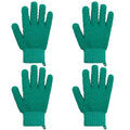 Exfoliating Bath Gloves 2 Pairs - Heavy Texture Body Scrub Gloves for Shower, Spa, Massage and Body Scrubs, Dead Skin Remover, Washing Gloves with Hanging Loop(Dark Green) - color: Green1