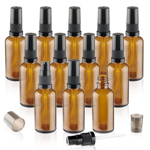 12 Pcs Amber Glass Pump Bottle Refillable Lotion Foundation Container Cosmetic Dispenser with Press Pump for Essence Lotion Travel - 30ml/1oz - size: 30 ml