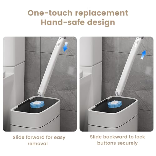 Disposable Toilet Brush Cleaning System with 24pcs Refill Pad Replacement Heads, Toilet Cleaning Stick, Wall-Mounted Toilet Wand Kit for Bathroom Maintenance, Toilet Brush with Holder