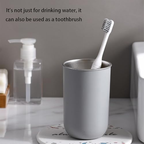 Drinking Tumblers, 11 Ounce Stainless Steel Drinking Cups, Reusable Steel and Durable Cups for Toothbrush Holder (White or Grey) (Grey) - color: Grey