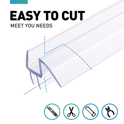 Shower Door Bottom Seal, 2 PCS 1/4" x 36" Shower Door Sweep for 1/4 Inch Glass, Frameless Glass Shower Door Seal Strip, Stop Shower Leaks and Create a Water Barrier - size: For 1/4" Glass