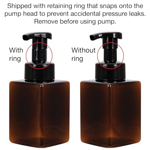 Ginger Lily Farms Foaming Soap Dispenser, Refillable Plastic Pump Bottles for Liquid Hand Soap, 12 oz. Amber Bottle with Black Pump, 2-Pack - style: 12 Oz Amber