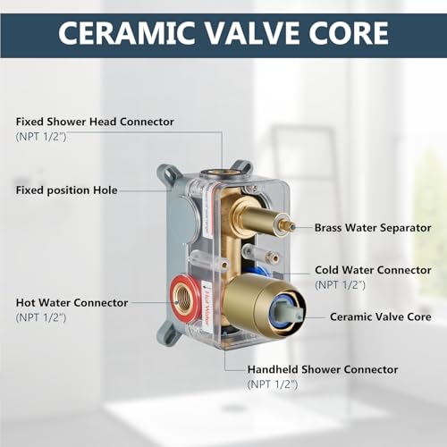 Aolemi Shower Faucet Set Rain Shower System with Handheld Spray Bathroom Shower Combo Rough-in Valve and Shower Trim Kit Included Brushed Gold 8 Inch Wall Mount Shower Head - color: Brushed Gold, size: 8 Inch Wall Mount Shower Head