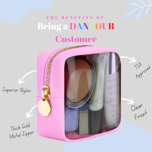 DANCOUR Clear Mini Makeup Bag for Purse Small Cosmetic Pouch Travel Organizer Transparent Toiletry Case Mini Pouch Light Pink - color: Light Pink, style: Mini