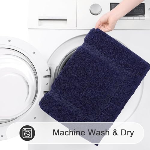 SHACOS Microfiber Bathroom Rugs Set of 3 with Toilet Lid Cover | Non Slip Washable Bath Mat Absorbent Bathroom Carpet 16"x24"+U Shape Toilet Rug 20"x24"+Toilet Lid Cover 19"x21", Navy Blue - color: Navy Blue, size: 16"x24"+U-Shape 20"x24"+Lid Cover 19"x21