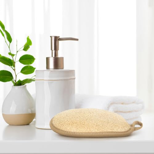 2 Pack Loofah Sponges, Plant Fiber Body Scrubbers, Seed-Free Processed, Gentle Exfoliating Bath Loofah, Reusable Shower Essentials for Daily Bathroom and Travel Use