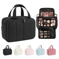 Toiletry Bag for Women Puffy Large,Travel Makeup Bag,Large Toiletry Bag with Adjustable Dividers,Waterproof Cosmetic Travel Bag with Trolley Sleeve,Toiletries Organizer,Black - color: Black