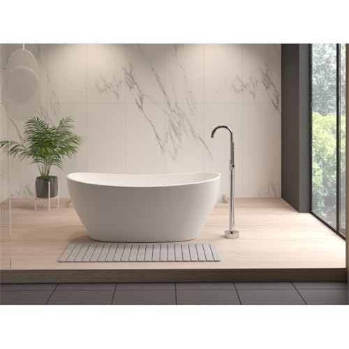 Bergamo Art Modern 58x21 Diatomite Stone Extra Large Bath Mat in Gray - color: Grey