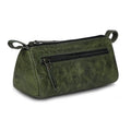 Leather Makeup Bag for Women – Genuine Leather Cosmetic Bag Travel, Handmade Zippered Makeup Pouch, Small Toiletry Bag, Shaving Kit & Stationery Organizer- Forest Green - color: Green