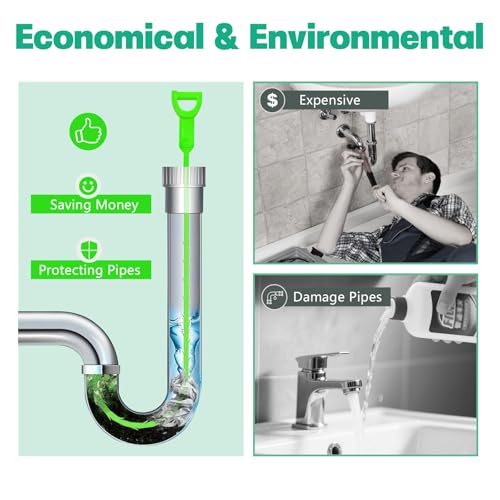 Drain Snake Hair Drain Clog Remover - 4 Pack Shower Snake Sink Unclogger Tool with Exquisite Packaging (Green) - color: Green, style: 4 Pack