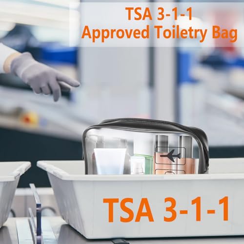 TSA Approved Toiletry Bag 3Pcs - 3 Pack Clear Travel Bags for Toiletries, Carry on Airport Airline Compliant Bag,Black - color: 3PCS-Black