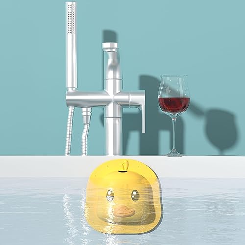 Bathtub Overflow Drain Cover - Silicone Bath Tub Drain Cover, Tub Overflow Drain Stopper with Suction Cups, Duck Overflow Cover Adds Inches of Water for Deeper Bath, Bathroom Spa Relaxing Accessory - color: Duckyellow