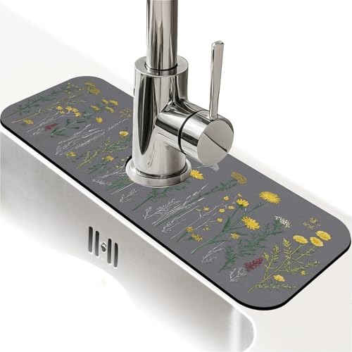 Faucet Fast Absorbent Pad - Colorful Wildflower , Suitable For Kitchen, Bathroom, Island And Other Scenes - color: Colorful Wildflower