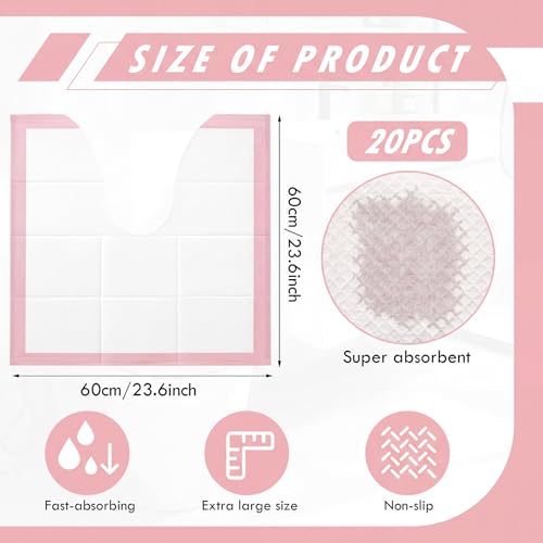 20 Pack Disposable Toilet Mats U Shaped Toilet Mat Absorbent Toilets Floor Protector Toilets Floor Protector from Urine for Potty Training Anti Urine Commode Mat for Kids (Pink,Classic) - color: Pink, size: Classic