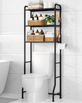 Kitsure Over Toilet Storage Rack, 63.2" H Space-Saving, Holder & Hooks | Bathroom, Laundry Room, Small Spaces, Families, Durable Metal, Black, 3 Tier - color: Black, size: 3 Tiers (63.2"H)