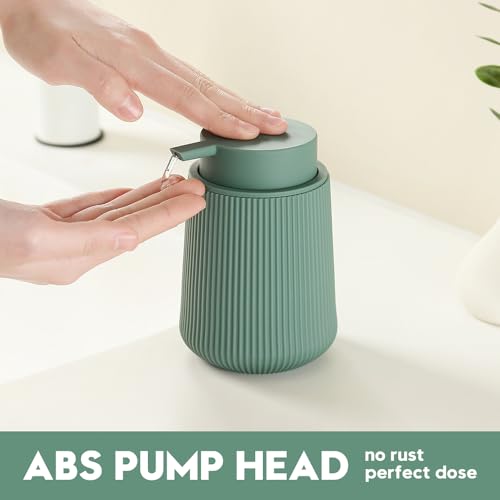 YAUKPH Striped Liquid Hand Soap Dispenser with Leak-Proof Pump for Bathroom and Kitchen Countertop 11oz Sage Green - color: Sage Green, size: Liquid Dispenser