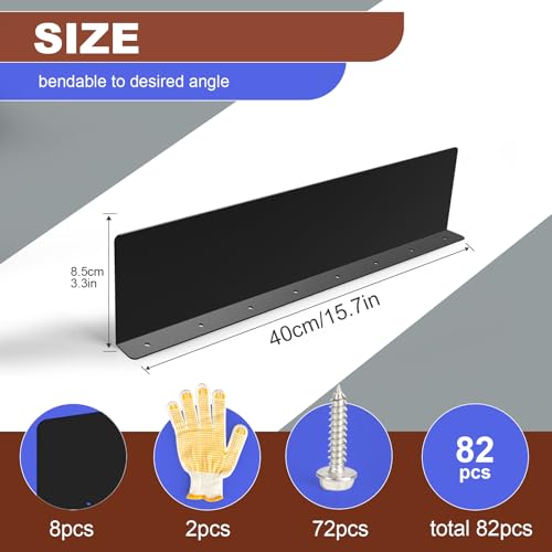 Gutter Valley Splash Guards, 15.7 x 3.5 Inch 8 Pack Gutter Guard, Aluminum Rain Gutter Guard Downspout Rain Diverter for Roof Shingle, Rain Drip Guard for Straight House (Black) - color: Black-E