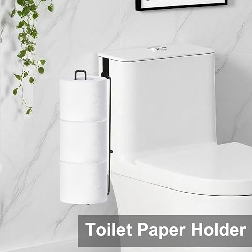 Black Toilet Paper Holder, Over The Tank Toilet Paper Roll Holder Wall Mount, Matte Black Camper Accessories Tissue Holder with Storage Extra 6 Roll Tissue, Small Bathroom Essential for New Home, 2Pcs - color: Black, 2pcs, 12.99in