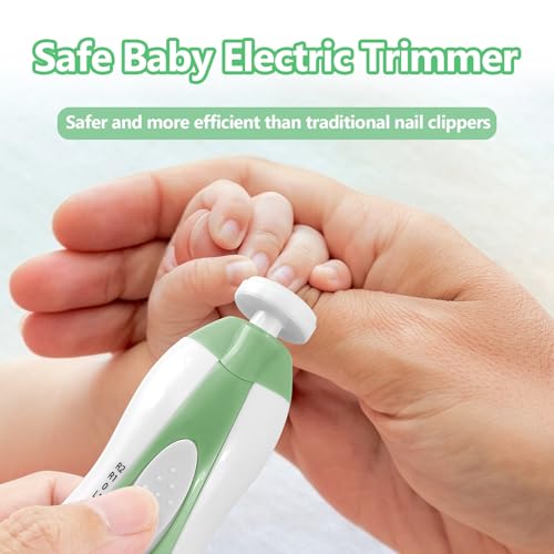 Qunlions life Baby Nail Trimmer Electric, 6 in 1 Rechargeable Baby Nail Clippers Manicure Set Grooming Kit for Toddler Infant or Adults (Green) - color: Rechargeable-green